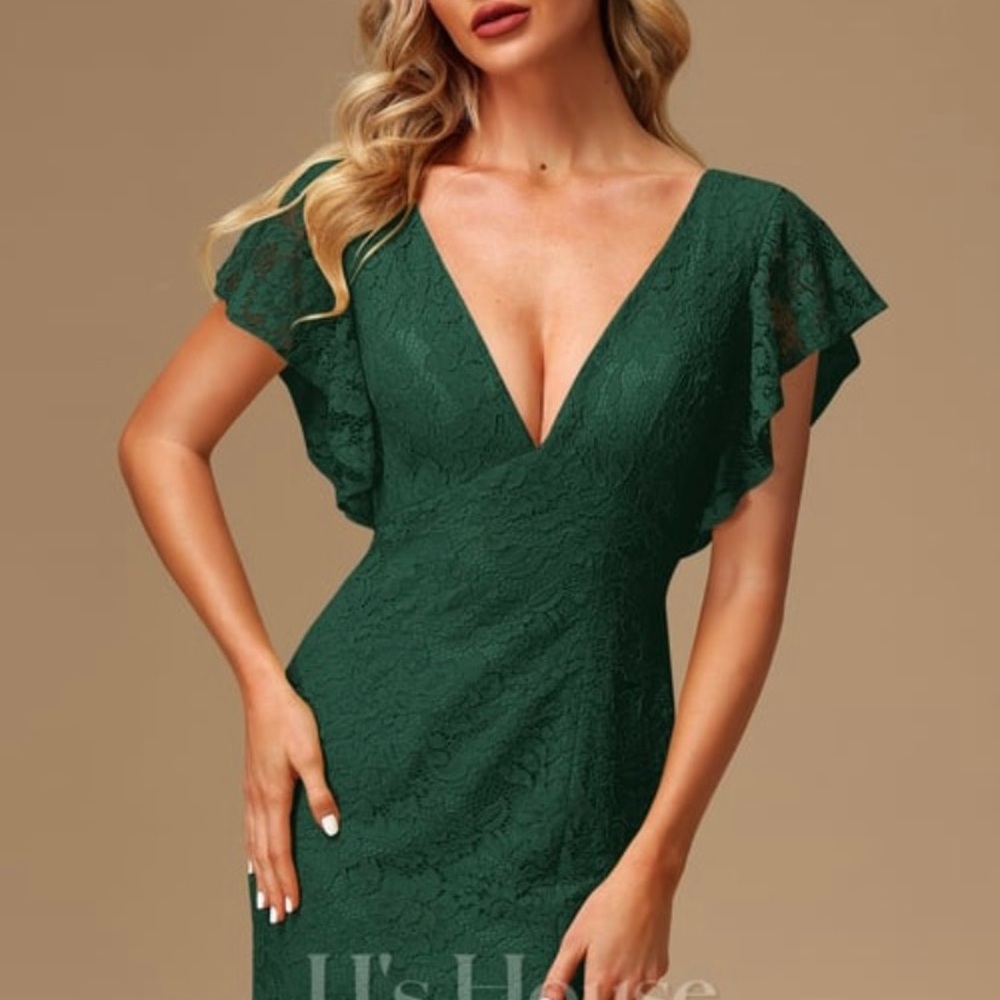 JJ’s House Dark Green Lace Formal Floor Length Dress